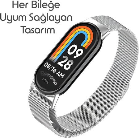 Xiaomi ile Uyumlu Mi Band 10/9/8 İçin Milano Loop Metal Hasırlı Kordon Manyetik Tasarımlı Terletmeyen Hafif Yapılı Bileğe Göre Ayarlanabilen Deformasyona Dayanıklı Paslanmaz Kayış