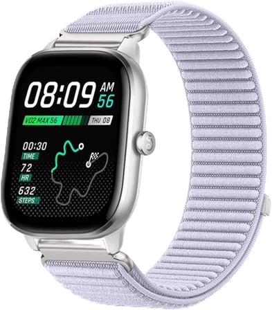 Amazfit GTS/GTS 2/GTS 2e/GTS 2mini/GT S3/GT S4 Mini ile Uyumlu Spor Cırtlı Kordon 20mm, Lila