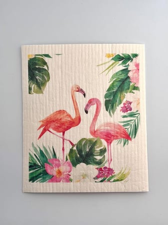 Swedish Dishcloth İsveç Bezi Flamingo-Lama-Kedi Desenleri 3'lü Paket, Sürdürülebilir, Tekrar Kullanılabilir, Tüm Yüzeylere Uygulanabilir, Makinede Yıkanabilir