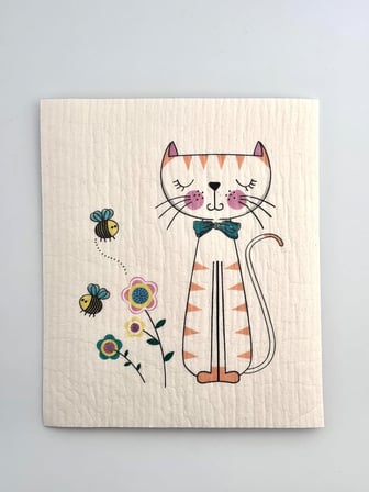 Swedish Dishcloth İsveç Bezi Flamingo-Lama-Kedi Desenleri 3'lü Paket, Sürdürülebilir, Tekrar Kullanılabilir, Tüm Yüzeylere Uygulanabilir, Makinede Yıkanabilir
