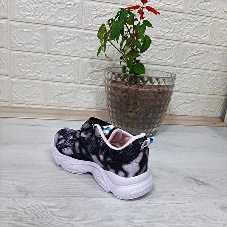 M.P One 3216 Siyah Simli Cırtlı Hafif Rahat Kız Çocuk Spor Ayakkabı