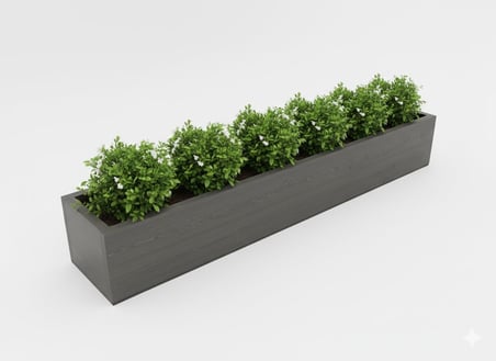 Antrasit Gri Ahşap Dekoratif Modern İnce Uzun Yatay Saksı 1 Metre