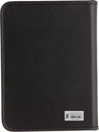 5240 Ajanda Tarihsiz Çizgili 17x24 cm Ajanda/Defter Fermuarlı Hesap Makineli Suni Deri Organizer, Siyah