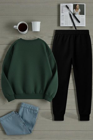 Unisex The Weekend Tasarım Basklı Bisiklet Yaka Sweatshirt - 2'li Eşofman Takımı