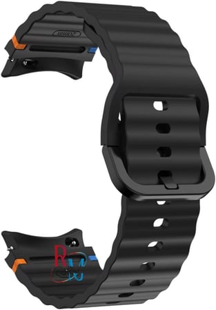 Samsung Galaxy Watch 7 FE 40 mm İle Uyumlu Kavisli Spor Silikon Kordon Siyah
