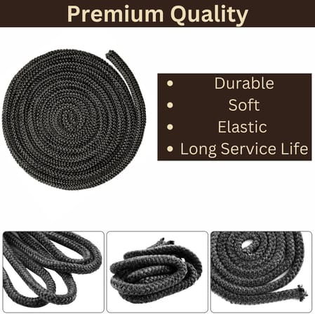 Fiberglass Antrasit Renk Soba Şömine Fitil 6 mm X 2.5m Vıtcas Yapıştırıcı 30 ml