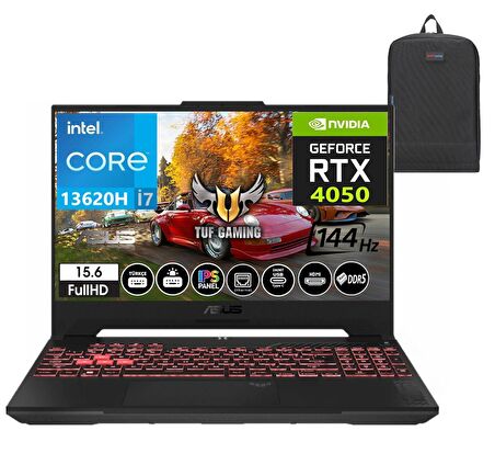 Asus Tuf Gaming F15 FX507VU-LP258 13. Nesil Intel I7-13620H 32gb DDR5 Ram  1TB SSD Windows11Home 15.6 Inç Fhd 144Hz 6GB RTX4050 140W Taşınabilir Bilgisayar FX507VU-LP25822+WeblegelsinÇanta