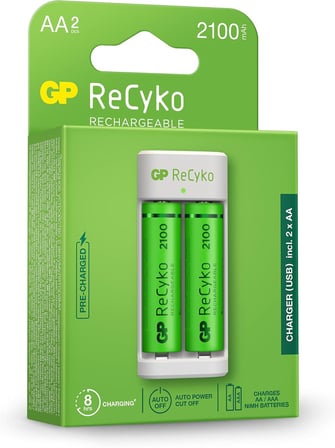 USB E211 2x Pil Şarj Cihazı 2 Adet 2100 AA Kalem Pilli Set, 1.2 V, LED Gösterge