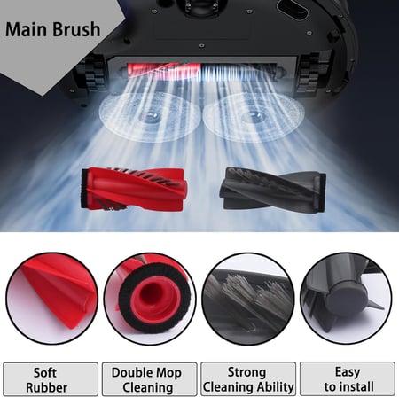Roborock Saros 10R elektrikli süpürge aksesuarları, 1 ana fırça, 4 HEPA filtre, 6 temizleme pedi, 5 toz torbası, 4 yan fırça, yedek parça