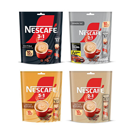 Nescafe 3ü1 Arada ve 2si1 Arada 10 lu Poşet 4 lü Karma Paket