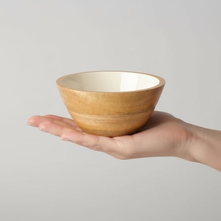 Mango Ağacı Kase - 15 cm Krem Renkli Dekoratif Ahşap Sunum Kasesi - Doğal Çerezlik, Sosluk ve Kahvaltılık (1 Adet)