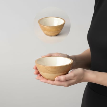 Mango Ağacı Kase - 15 cm Krem Renkli Dekoratif Ahşap Sunum Kasesi - Doğal Çerezlik, Sosluk ve Kahvaltılık (1 Adet)