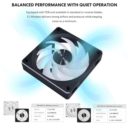 UNI FAN CL Wireless Reverse 3x120 Siyah Kasa Fanı (G99.12RCL1W3B.00)