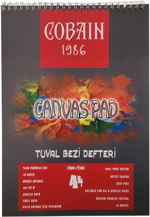 Cobain 1986 Canvas Pad Tuval Bezi Defteri Akrilik, Yağlıboya, Guaj Defteri (A5)