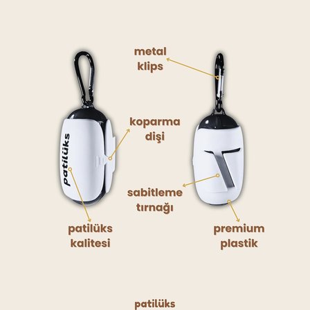Premium Metal Klipsli Köpek Kaka Poşeti Aparatı - Sarsıntı Önleyici Sabitleme Tırnaklı