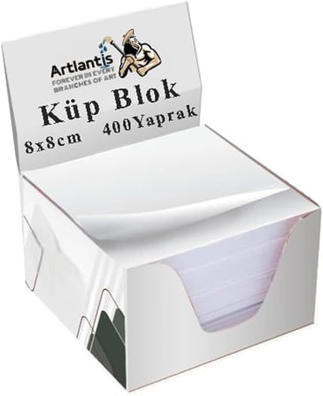 Masaüstü Küp Blok Not Kağıdı 1 Paket 8x8 cm Beyaz Küp Not Kağıdı Kare Kağıt Beyaz Boş Kağıt 400 Yaprak Hatırlatma Ofis