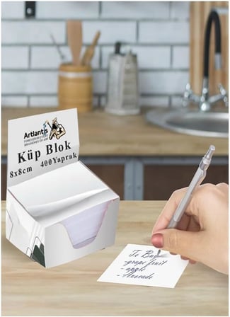 Masaüstü Küp Blok Not Kağıdı 1 Paket 8x8 cm Beyaz Küp Not Kağıdı Kare Kağıt Beyaz Boş Kağıt 400 Yaprak Hatırlatma Ofis