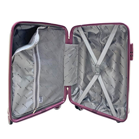 MÇS Bavul Orta ve Kabin 2li Set Kırılmaz Silikon Valiz V305 Kemik/Mürdüm