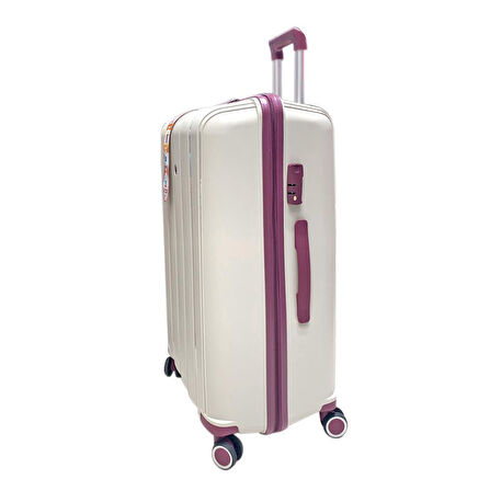 MÇS Bavul Orta ve Kabin 2li Set Kırılmaz Silikon Valiz V305 Kemik/Mürdüm