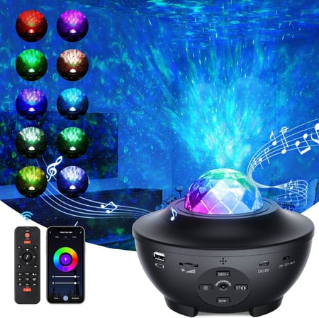 LED yıldızlı gökyüzü projektörü, Bluetooth ses kontrolü, müzik hoparlörü, yıldızlı gökyüzü LED projektörü, yıldızlı gökyüzü lambası, Bluetooth ile müzik çalar, yetişkinler için çocuk odalarının dekorasyonu için