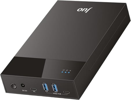 Juo JHD40 2.5" ve 3.5" İnç SATA HDD SSD Harici Disk Kutusu, USB 3.1 Type-C 5Gbps, 3 Port USB Hub, 24TB Destekli