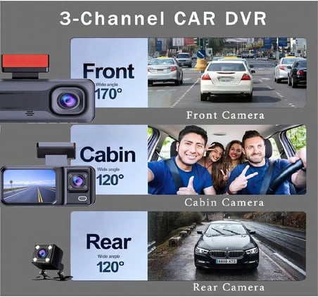 Araç Içi Kamera (3 KAMERALI 1080P / LCD EKRANLI/GECE GÖRÜŞLÜ/GERİ GÖRÜŞ KAMERA/HAREKET ALGILAMA) ile uyumlu