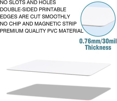 50'li Paket Üstün Kaliteli Boş PVC Kartlar, CR80 30 Grafik Kalitesi Beyaz Plastik Kartlar Fotoğraf Kimlik Rozeti Yazıcıları için