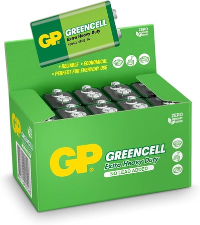 Batteries Gp1604G Greencell 6F22/1222/9V Pil, 9 Volt, 10'Lu Kutu