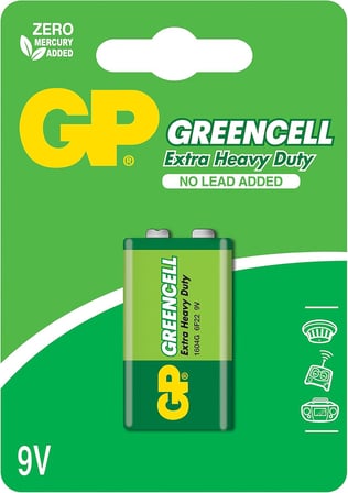 Batteries Gp1604G Greencell 6F22/1222/9V Pil, 9 Volt, 10'Lu Kutu
