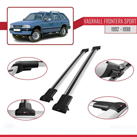 Vauxhall Frontera Sport 1992-1998 Arası ile Uyumlu FLY Model Ara Atkı Tavan Barı Gri 2 Adet