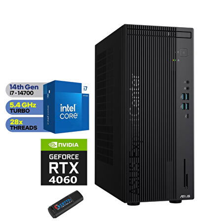 Asus D9 Expertcenter D901MDR Intel I7-14700 96GB Ddr5 4tb SSD 8GB/RTX4060 Freedos Masaüstübilgisayar WRTXD901MDR25+ZETTAUSBBELLEK