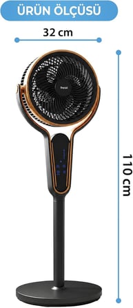 FR-F25R Venturi Kumandalı Ayaklı Vantilatör | 50W | 3 Kademe Hız Ayarlı | 0-12 Saat Zamanlayıcılı | Otomatik Salınımlı | Ev ve Ofis İçin Serinletici Fan