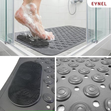 Vantuzlu Banyo ve Duş Kaydırmazı Duşa Kabin Küvet İçi Vantuzlu Banyo Duş Paspası (35x69 cm) (Gri)