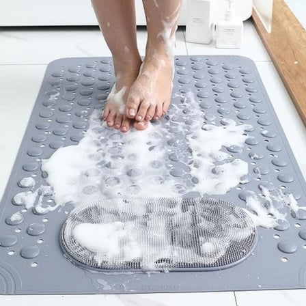 Vantuzlu Banyo ve Duş Kaydırmazı Duşa Kabin Küvet İçi Vantuzlu Banyo Duş Paspası (35x69 cm) (Gri)