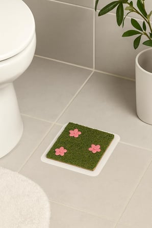 Busstier Yapay Çiçekli Çim Gider Süsü 2’li Set Dekoratif Süzgeç Üstü Kapak Koku Önleyici Banyo Balkon Gider Kapağı Çiçek Detaylı Estetik Görünümlü Çim Kapak