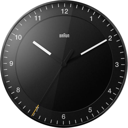 Braun Klasik Büyük Analog Duvar Saati, Sessiz Tarama Hareketi, Kolay Okunabilir, 30 cm Çap, Siyah, BC17B modeli.