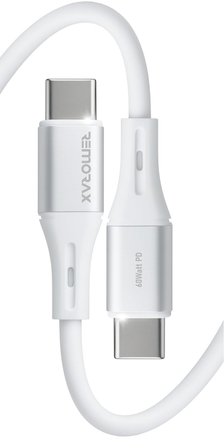Wahoo Type C-C 60Watt PD Hızlı Şarj Kablosu, iPhone 15/16/17 ve Andoid İçin, Beyaz/Gümüş Alüminyum (100 CM)