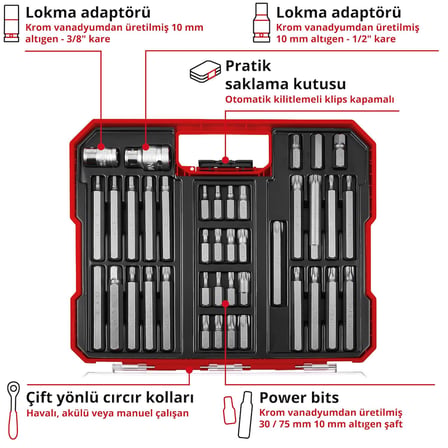Einhell Orijinal XL-CASE 40 Parça Otomotiv Bits Ucu Set 49109032