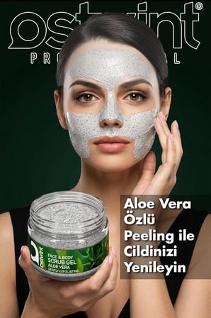 Yüz ve Vücut Peeling Scrub Aloe Vera 300 ml, Cilt Temizleyici, Pürüssüzleştirici, Dolaşımı Hızlandırıcı