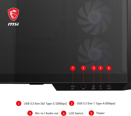 MSI MAG PANO M100R PZ TEMPERLİ CAM 3X120MM 1X120MM ARGB FAN MATX PANORAMİK GAMİNG BİLGİSAYAR KASASI
