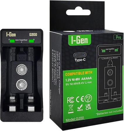 Batteries G200 2'li Pil Şarj Aleti Type-C Girişli, Aa/Aaa / 9V Akıllı Hızlı Pil Şarj Cihazı