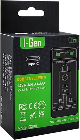 Batteries G200 2'li Pil Şarj Aleti Type-C Girişli, Aa/Aaa / 9V Akıllı Hızlı Pil Şarj Cihazı