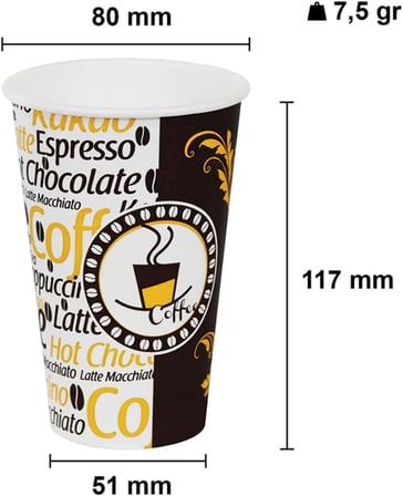 Afra Tedarik 12 Oz Siyah Kapaklı Tutamaçlı Karton Bardak Latte Kahve Kağıt Bardak Sleeve 300 ml - 100'lü (Siyah Kapaklı Tutamaçlı)
