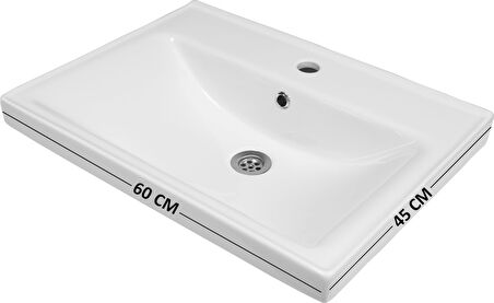 Karen Banyo Abant 60 Cm Parlak Beyaz Lavabolu Banyo Dolabı Seti,Lavabo Dahil