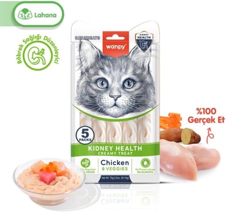Wanpy Kidney Health Tavuk&amp;Sebze F.Krema Ödül 5X14Gr Kedi Maması