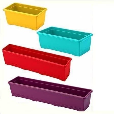 1.kalite Plastikten Üretim 75cm Dikdörtgen Renkli Plastik Balkon Saksısı Rengarenk Çiçek Saksıları