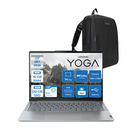 Lenovo yoga Slim 6 14IRH8 Intel Core I7 13700H 16GB 512GB SSD 14" Wuxga 400NITS OLED Freedos Taşınabilir Bilgisayar  883E0005YTR02+ZETTAÇANTA