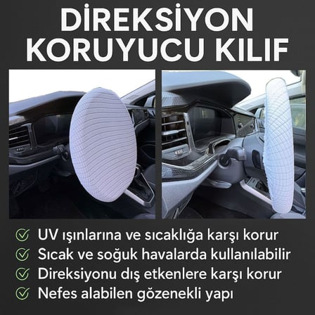 Opel Astra J Hatchback ile Uyumlu Direksiyon Koruyucu Kılıf UV, Toz, Isı Koruma 36-42 cm