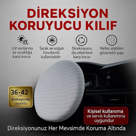 Opel Astra J Hatchback ile Uyumlu Direksiyon Koruyucu Kılıf UV, Toz, Isı Koruma 36-42 cm