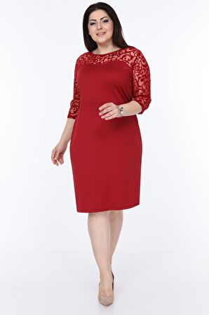 Bordo Floklu Elbise 26C-1030
